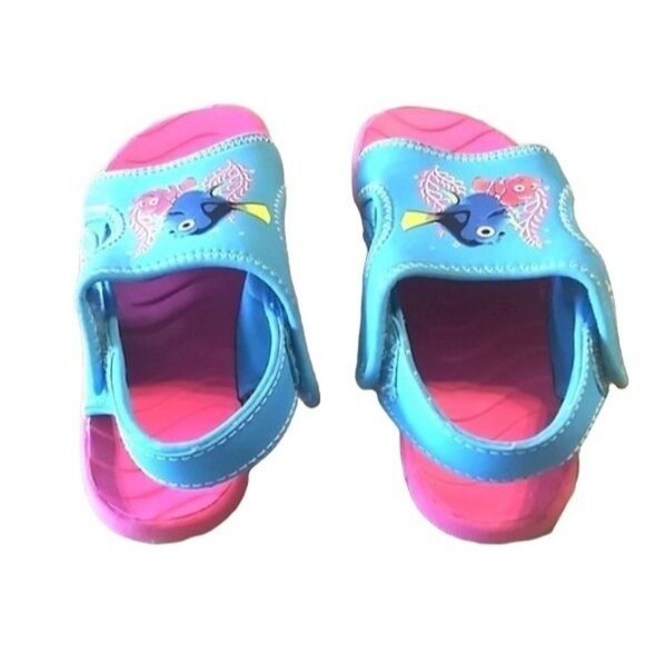 Disney Finding Dory Kids Open Toe Sandals Blue Pink Size 10 - Picture 5 of 8